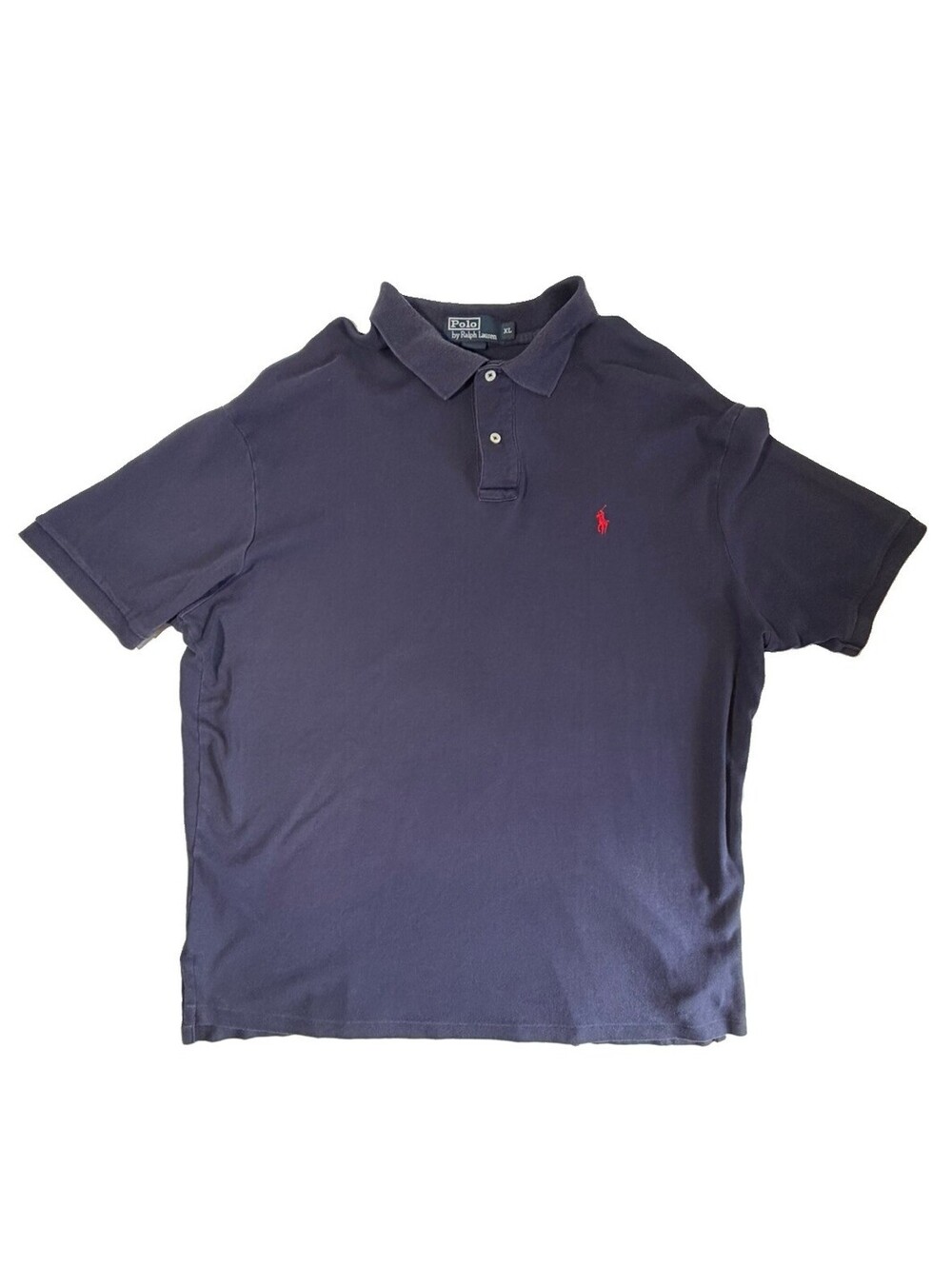 Polo Ralph Lauren Mens Large Navy Blue Short Sleeve Cotton Pique Polo Shirt Logo